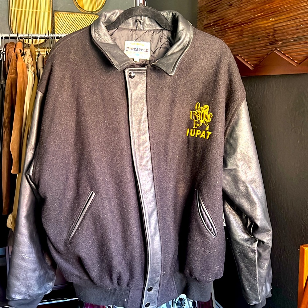 Vintage Letterman’s wool and leather bomber jacket. Large.